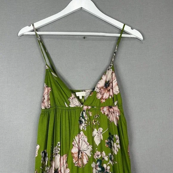 Sun Becomes Her Revolve Womens Dress 6 Green Solstice Trapeze Maxi Floral Tiered - Picture 4 of 11